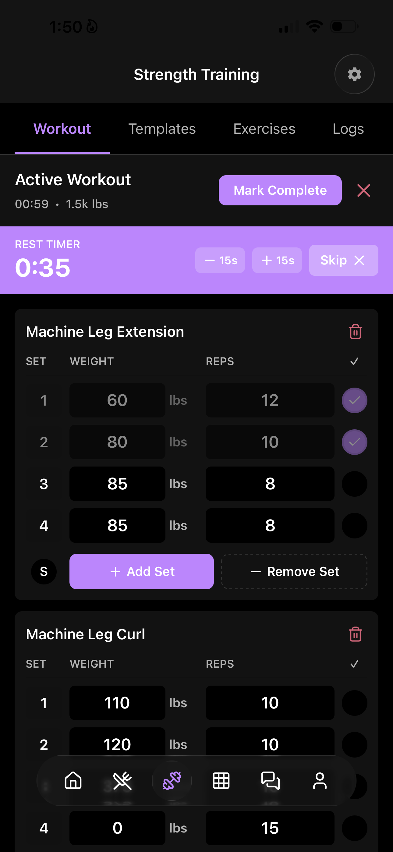 Strength training workout